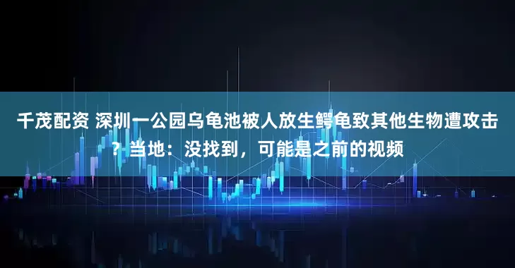 千茂配资 深圳一公园乌龟池被人放生鳄龟致其他生物遭攻击？当地：没找到，可能是之前的视频